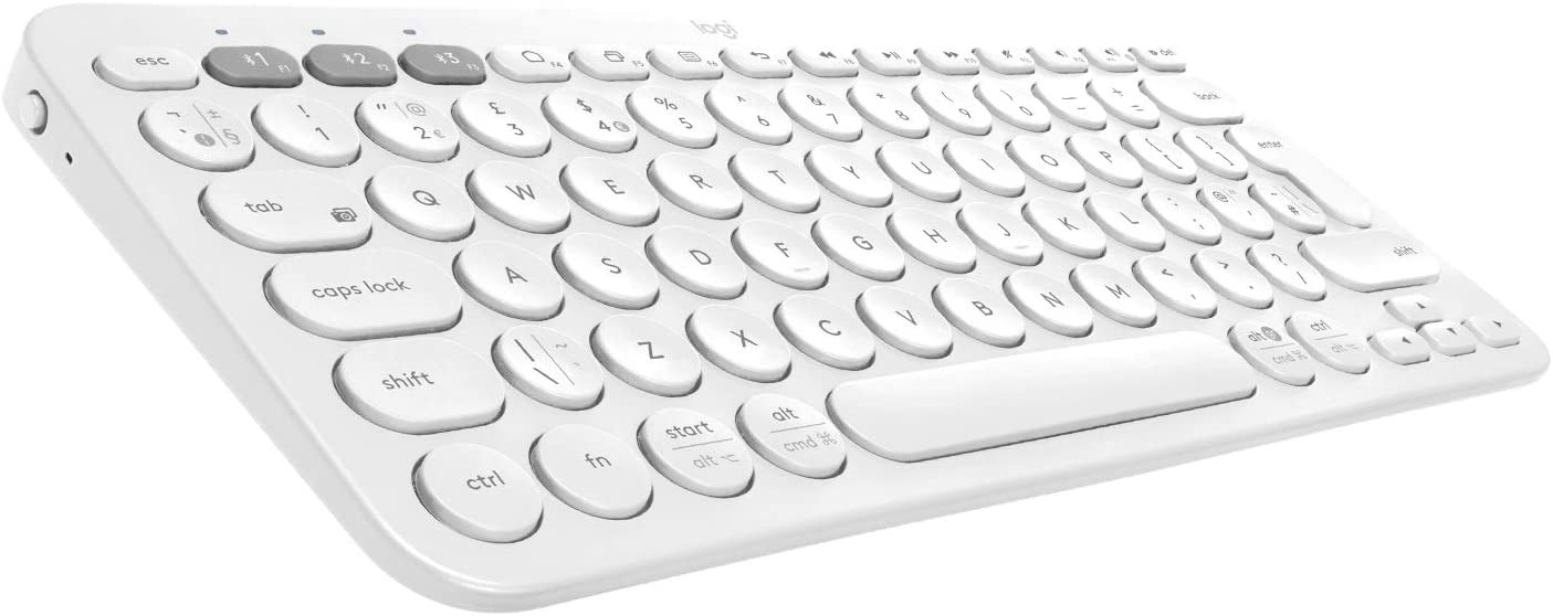 Logitech K380 Clavier sans Fil Multi-Dispositifs pour Windows, iOS, Android ou Chrome, Bluetooth, Design Compact, PC/ Mac/ Portable/ Smartphone/ Tablet/ Apple TV, AZERTY Français, Blanc