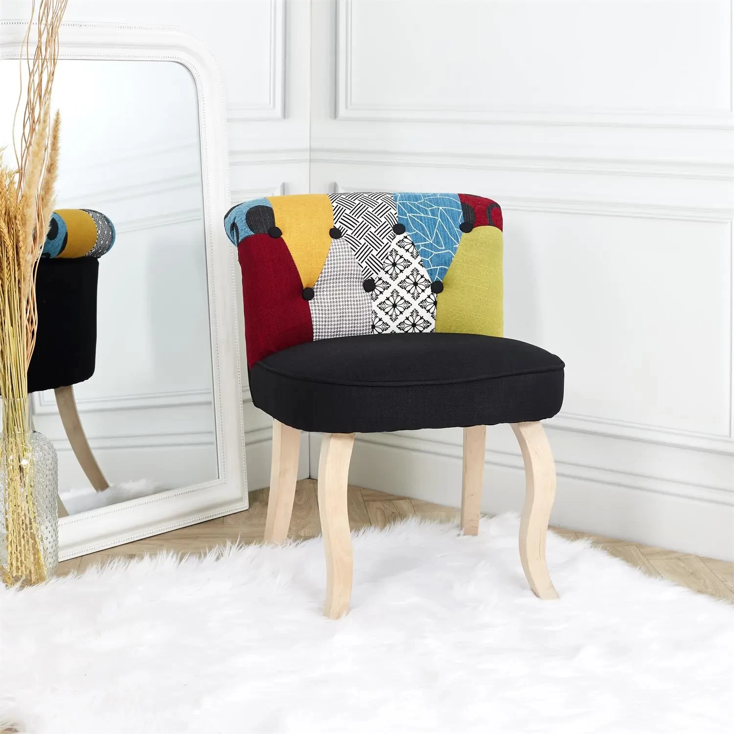 FAUTEUIL PATCHWORK DESIGN « ELEONOR » 68CM