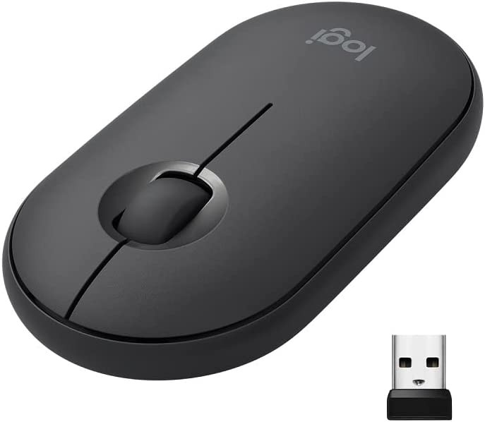 Logitech M350, souris sans fil avec Bluetooth ou récepteur 2,4 GHz, souris silencieuse et ultra-fine pour ordinateur portable, notebook, iPad, PC, Mac et Chromebook -  Graphite/Noir