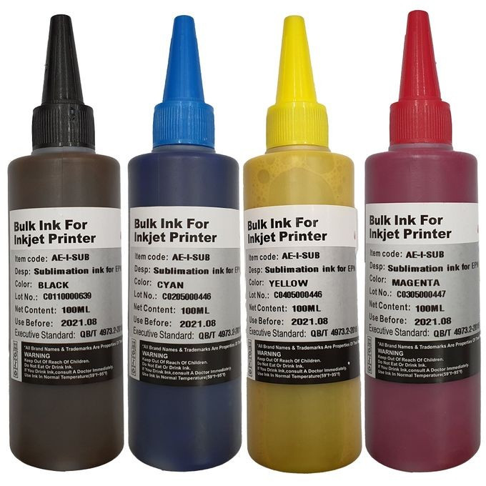 Bouteille D'encre Sublimation - 4 Couleurs - Compatible Epson - 100ML