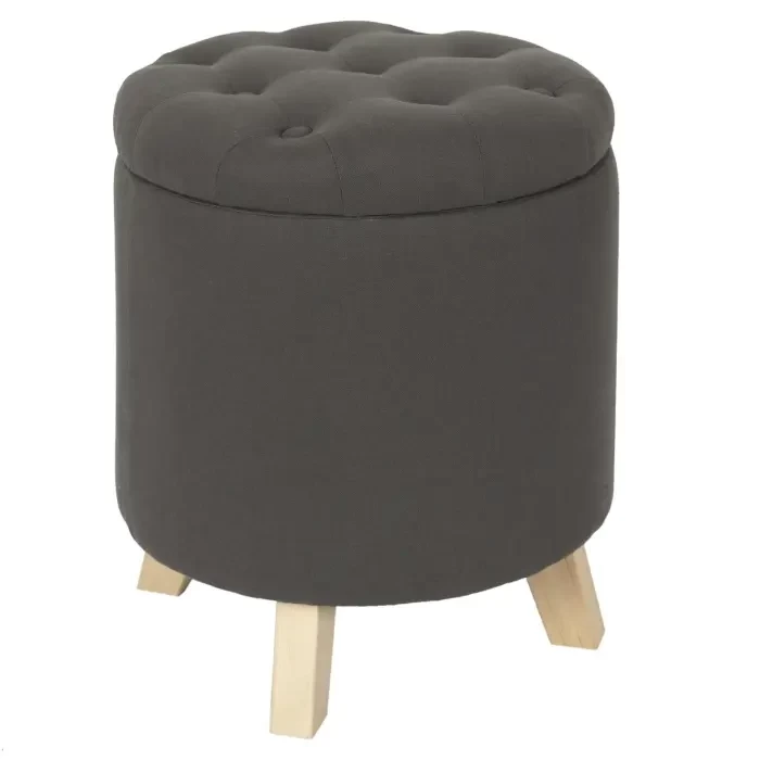 POUF & COFFRE DE RANGEMENT « ELEONOR » 40CM GRIS