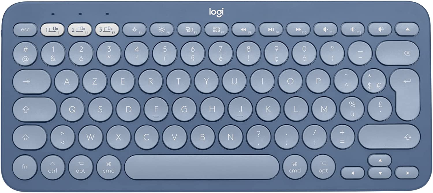 Logitech K380 Clavier sans Fil Multi-Dispositifs pour Windows, iOS, Android ou Chrome, Bluetooth, Design Compact, PC/ Mac/ Portable/ Smartphone/ Tablet/ Apple TV, AZERTY Français, Myrtille