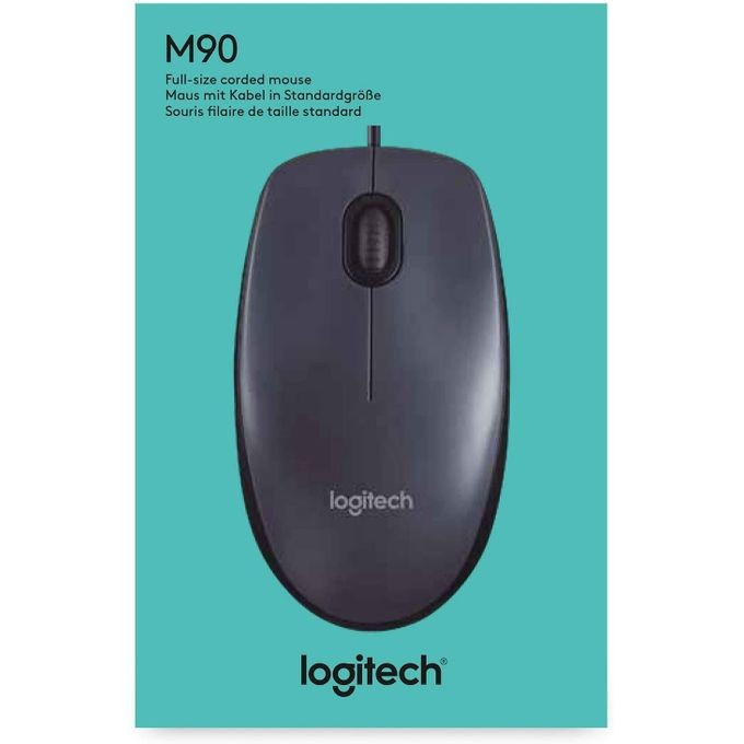 Logitech M90 Souris Filaire USB, Suivi Optique 1000 PPP, Ambidextre, Compatible Avec PC/Mac/Portable