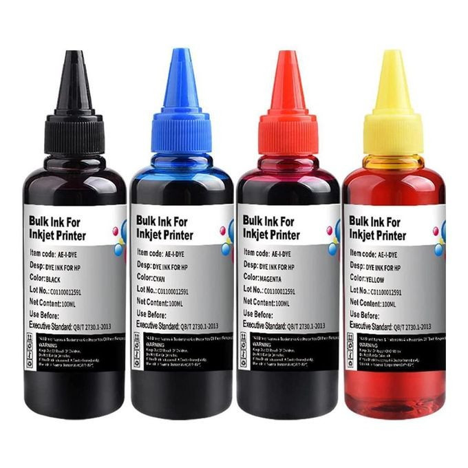 Kit Recharge D'Encre 4 Couleurs 100ml - Noir/Rouge/Jaune/Bleu Universel