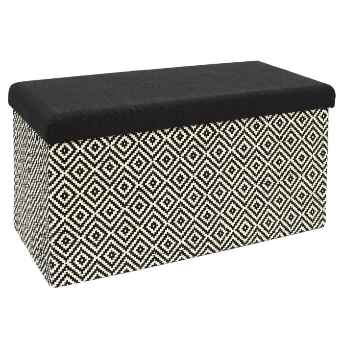 BANC & COFFRE DE RANGEMENT « TRESSE » 80CM NOIR