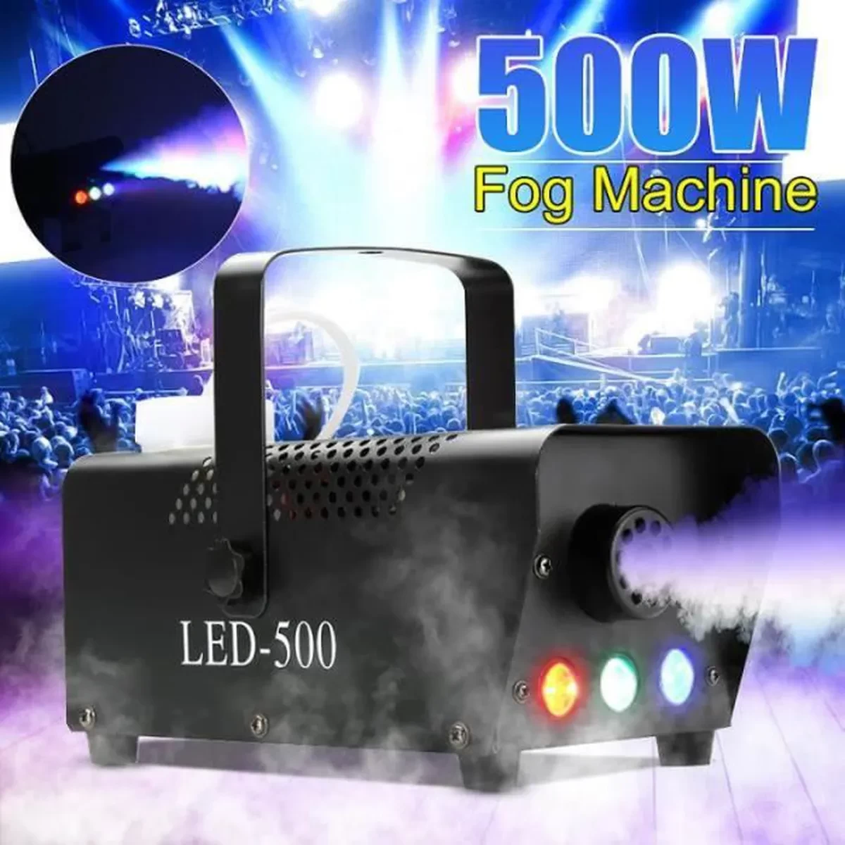 Machine à Fumée - Machine Fumigène Portable avec Télécommande et 3 Lumières LED 13 Couleurs RVB/4 modes d'éclairage,300 ML - Liquide non fourni