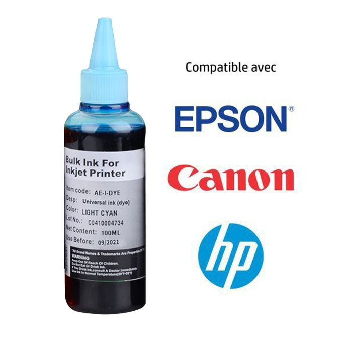 Bouteille D'encre - Compatible Epson & Canon - 100ML - Bleu Claire - Light Cyan