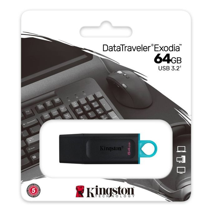 Clé USB DataTraveler 64GB USB 3.2 - Kingston - Noir/Bleu