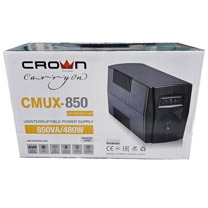 Onduleur Crown 850VA - 480 Watts - AVR - Noir - CMUX-850